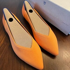 Rothy's The Point Vibrant Orange Tangerine Flats 9.5 NEW